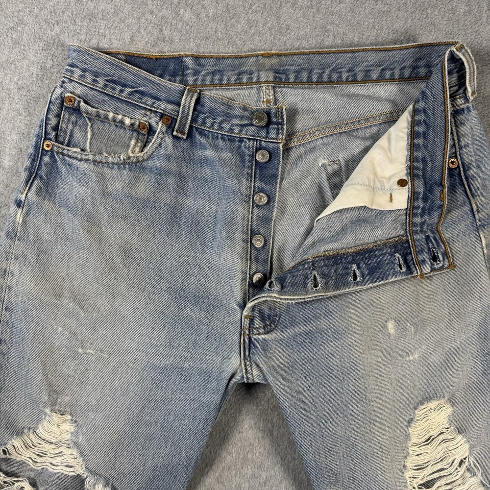 Vintage Levi's 501XX 2001 USA Made Distressed Light Wash Jeans Size 36x30